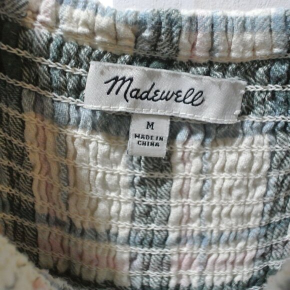 Madewell Lucie Elbow-Sleeve Smocked Mini Dress in Lebaum Plaid - Picture 6 of 8